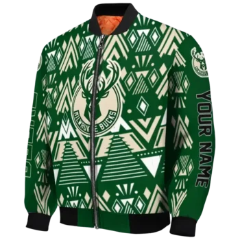 custom milwaukee bucks pyramid shapes green bomber jacket best selling