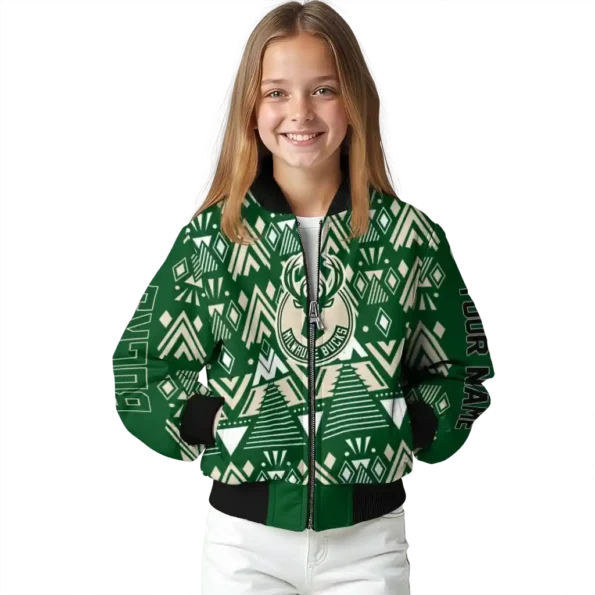 custom milwaukee bucks pyramid shapes green bomber jacket top rated