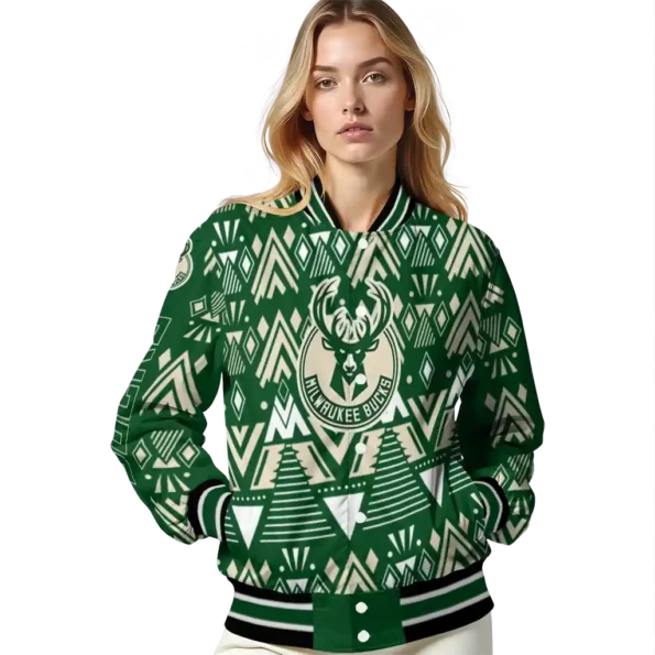 custom milwaukee bucks pyramid shapes green varsity jacket latest model.webp