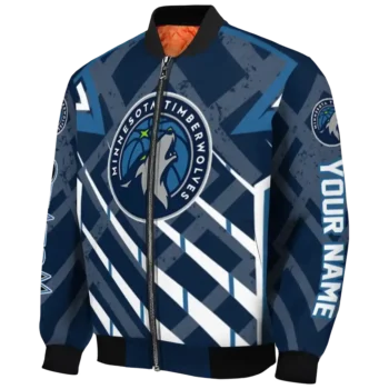 custom minnesota timberwolves chevron angles midnight blue bomber jacket best selling