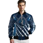 custom minnesota timberwolves chevron angles midnight blue bomber jacket best selling