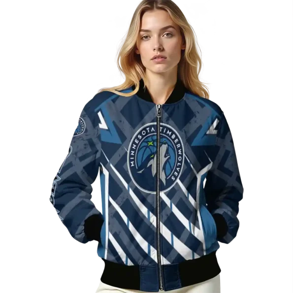 custom minnesota timberwolves chevron angles midnight blue bomber jacket latest model