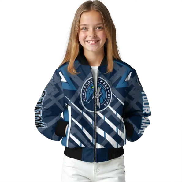custom minnesota timberwolves chevron angles midnight blue bomber jacket top rated