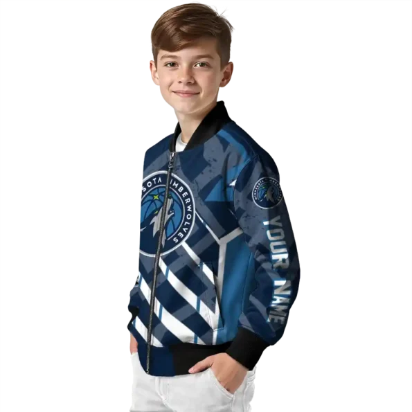 custom minnesota timberwolves chevron angles midnight blue bomber jacket trendy