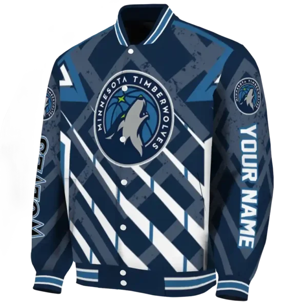 custom minnesota timberwolves chevron angles midnight blue varsity jacket best selling.webp