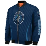 custom minnesota timberwolves chevron arrow midnight blue bomber jacket best selling