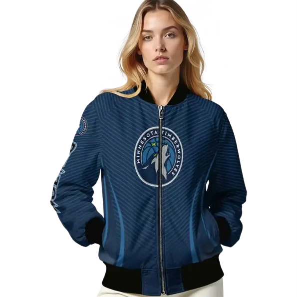 custom minnesota timberwolves chevron arrow midnight blue bomber jacket latest model