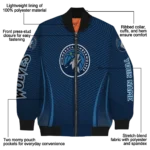 custom minnesota timberwolves chevron arrow midnight blue bomber jacket best selling