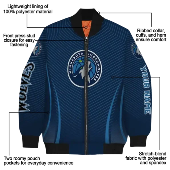 custom minnesota timberwolves chevron arrow midnight blue bomber jacket new arrival