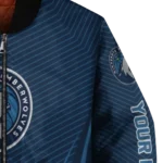 custom minnesota timberwolves chevron arrow midnight blue bomber jacket best selling
