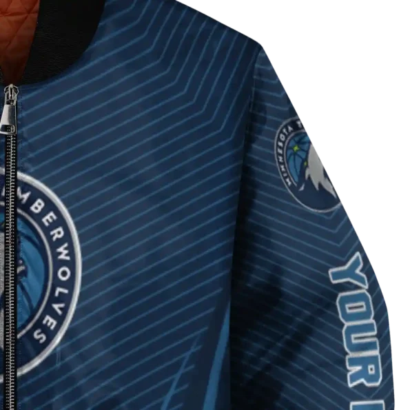 custom minnesota timberwolves chevron arrow midnight blue bomber jacket premium grade