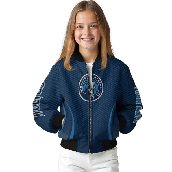 custom minnesota timberwolves chevron arrow midnight blue bomber jacket top rated