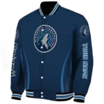 custom minnesota timberwolves chevron arrow midnight blue varsity jacket best selling.webp