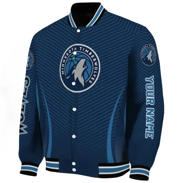 custom minnesota timberwolves chevron arrow midnight blue varsity jacket best selling.webp