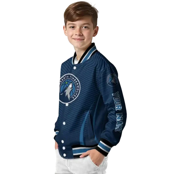 custom minnesota timberwolves chevron arrow midnight blue varsity jacket trendy.webp