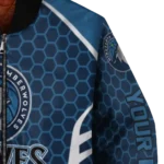 custom minnesota timberwolves hexagon grid midnight blue bomber jacket best selling