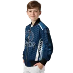 custom minnesota timberwolves hexagon grid midnight blue bomber jacket best selling