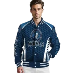 custom minnesota timberwolves hexagon grid midnight blue varsity jacket best selling.webp