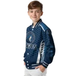 custom minnesota timberwolves hexagon grid midnight blue varsity jacket best selling.webp