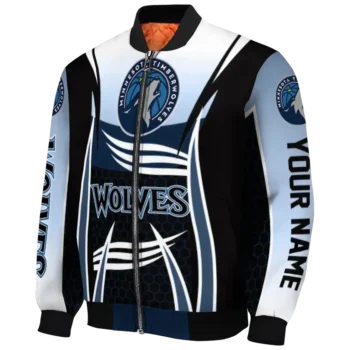 custom minnesota timberwolves mesh effect midnight blue black bomber jacket best selling
