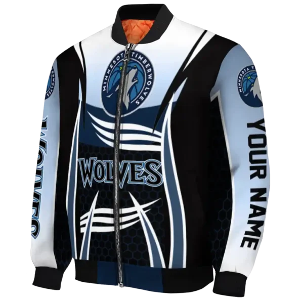 custom minnesota timberwolves mesh effect midnight blue black bomber jacket best selling