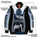 custom minnesota timberwolves mesh effect midnight blue black bomber jacket best selling