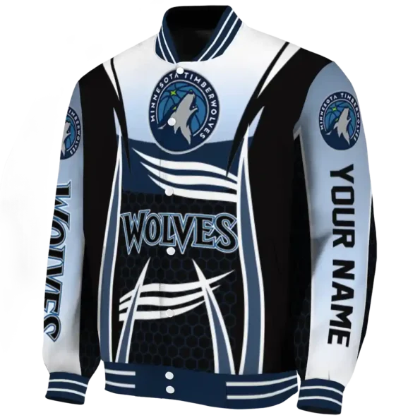 custom minnesota timberwolves mesh effect midnight blue black varsity jacket best selling.webp