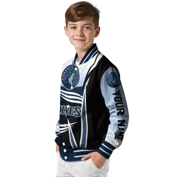 custom minnesota timberwolves mesh effect midnight blue black varsity jacket trendy.webp