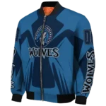 custom minnesota timberwolves spider mark midnight blue bomber jacket best selling