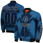custom minnesota timberwolves spider mark midnight blue bomber jacket best selling