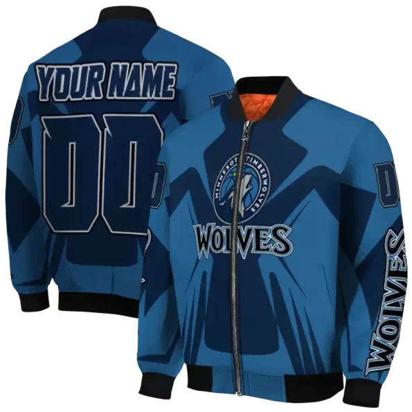 custom minnesota timberwolves spider mark midnight blue bomber jacket fashion forward