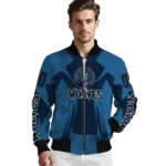 custom minnesota timberwolves spider mark midnight blue bomber jacket best selling