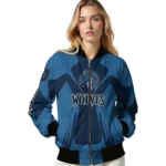 custom minnesota timberwolves spider mark midnight blue bomber jacket best selling