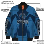 custom minnesota timberwolves spider mark midnight blue bomber jacket best selling