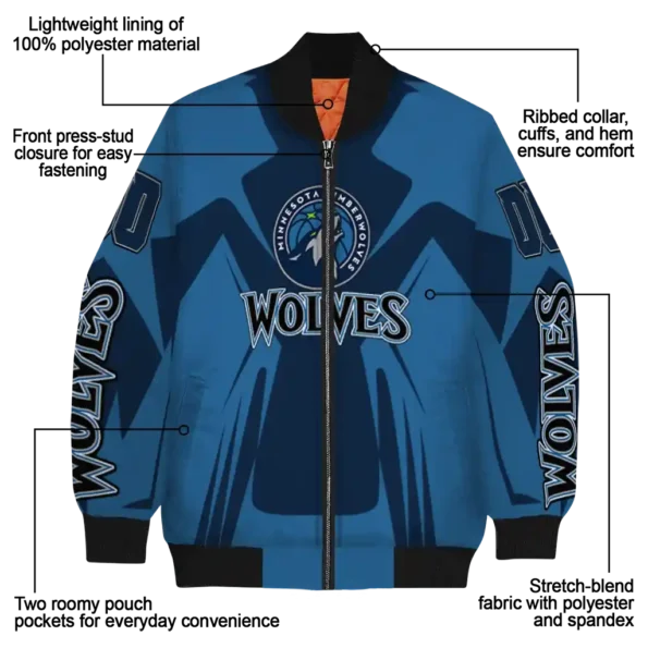 custom minnesota timberwolves spider mark midnight blue bomber jacket new arrival