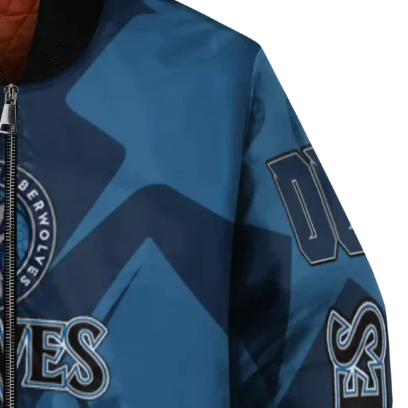 custom minnesota timberwolves spider mark midnight blue bomber jacket premium grade