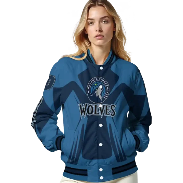 custom minnesota timberwolves spider mark midnight blue varsity jacket latest model.webp