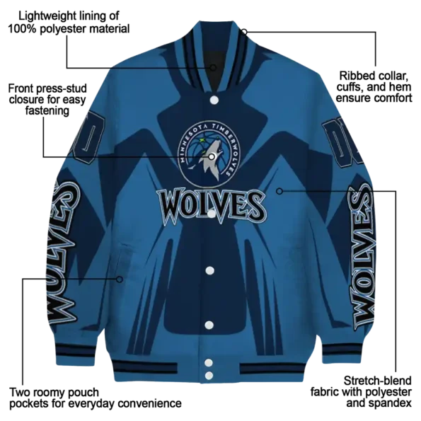 custom minnesota timberwolves spider mark midnight blue varsity jacket new arrival.webp