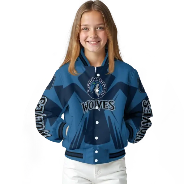 custom minnesota timberwolves spider mark midnight blue varsity jacket top rated.webp