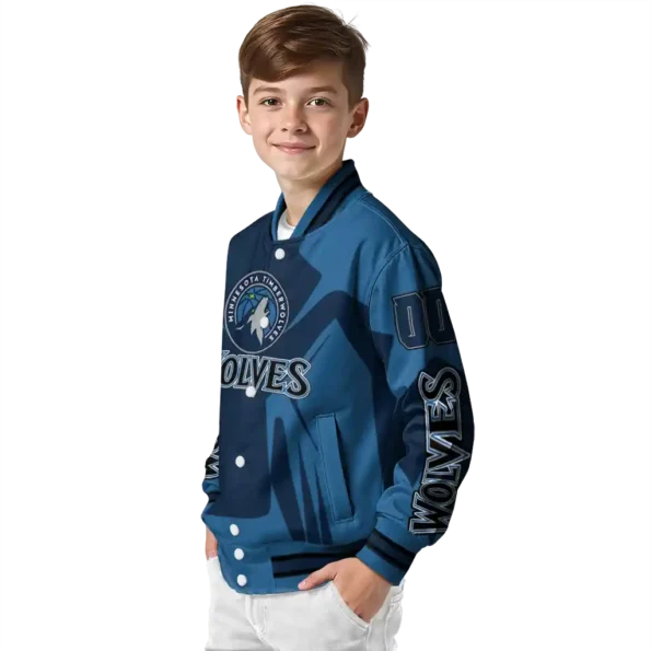 custom minnesota timberwolves spider mark midnight blue varsity jacket trendy.webp