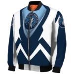 custom minnesota timberwolves v stripes midnight blue white bomber jacket best selling