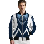 custom minnesota timberwolves v stripes midnight blue white bomber jacket best selling