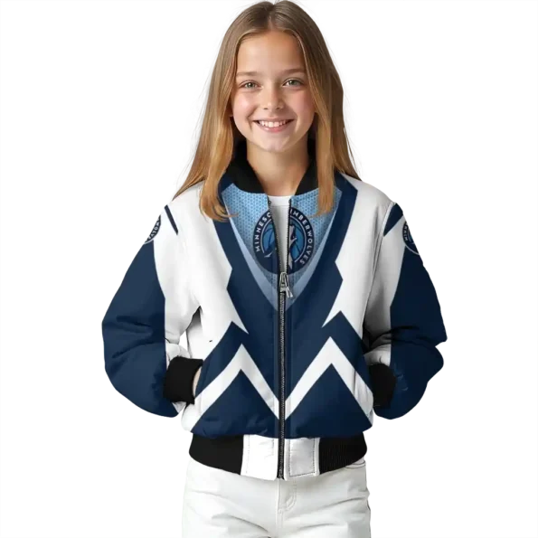 custom minnesota timberwolves v stripes midnight blue white bomber jacket top rated