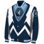 custom minnesota timberwolves v stripes midnight blue white varsity jacket best selling.webp