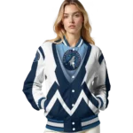 custom minnesota timberwolves v stripes midnight blue white varsity jacket best selling.webp
