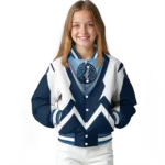 custom minnesota timberwolves v stripes midnight blue white varsity jacket best selling.webp