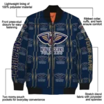 custom new orleans pelicans bolt stripe navy bomber jacket best selling