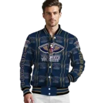custom new orleans pelicans bolt stripe navy varsity jacket best selling.webp