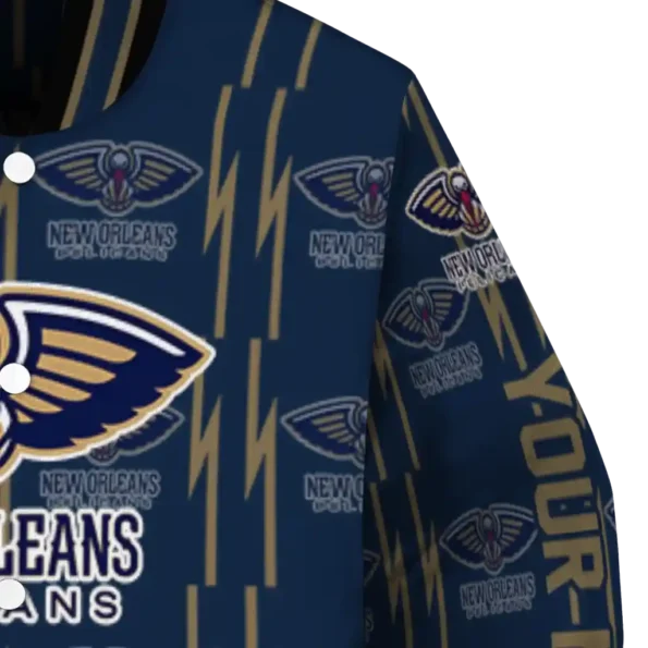 custom new orleans pelicans bolt stripe navy varsity jacket premium grade.webp