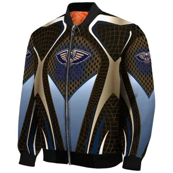 custom new orleans pelicans mesh chest black bomber jacket best selling